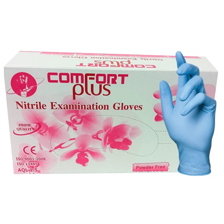 Comfort Plus Nitrile Examination Gloves Powder-Free, 3.8gm (10boxes/Carton), Extra Small