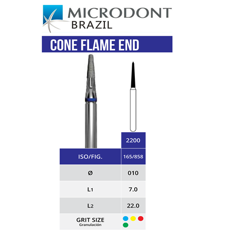 Microdont Diamond Bur Regular cone flame 2200.FG.010 10pcs/pack