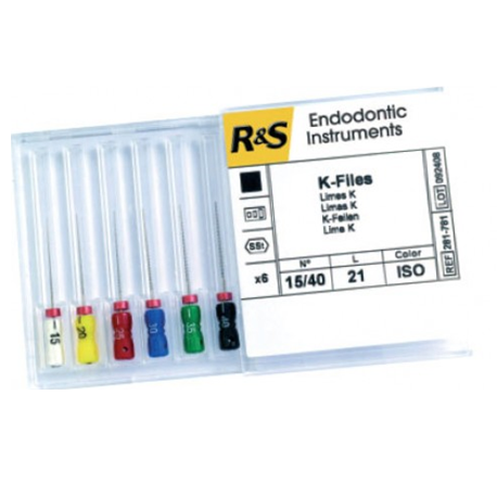 R&S K files assorted # 15-40, 25 mm (6pcs/pack)