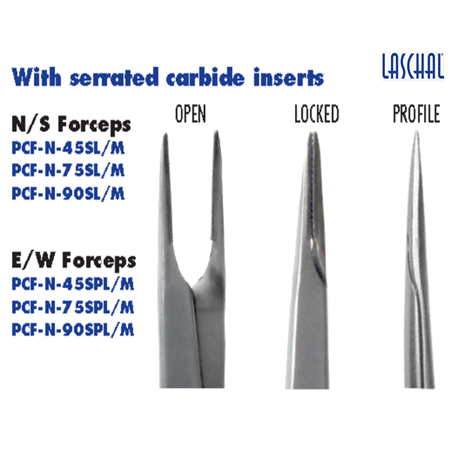 Laschal File Retrieving Forceps with thumb lock E/W #PCF-N-75CHF/L