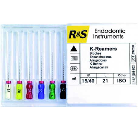 R&S K-reamers assorted #15-40, 21mm (6pcs/pack)