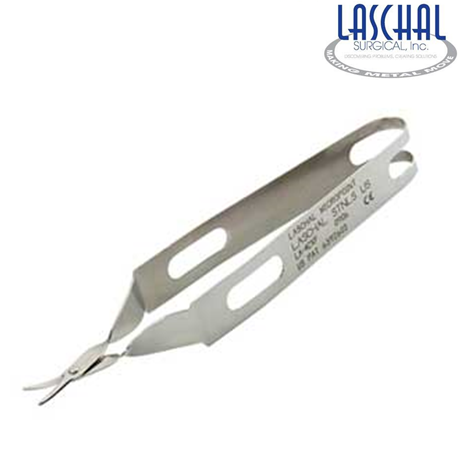 Laschal 11.5 cm scissors w/ 1.25 cm cuved, blunt/blunt 'duck-bill'