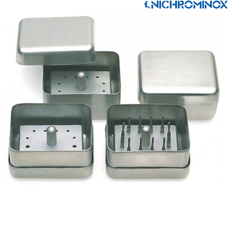 Nichrominox 12-holes Bur block with Stainless steel box