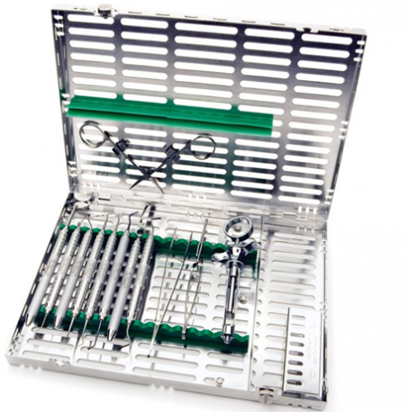 Hu-Friedy Cassette for Crown and Bridge procedures, Hu-Friedy Cassette for 16 Instruments (Large Signature Series),Green