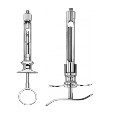 Aspirating foldable syringe with a ring handle