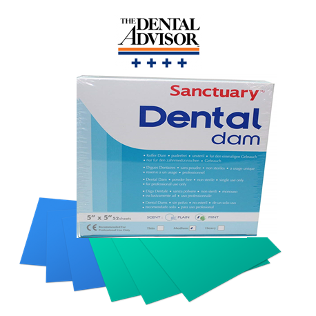 Sanctuary Powder Free Latex Dental Dams 5''x 5''-Green Mint Thin