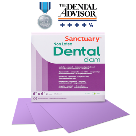 Sanctuary Non-Latex Dental Dams 6''x 6'' Blue Plain / Green Mint-Medium (15s/Box)