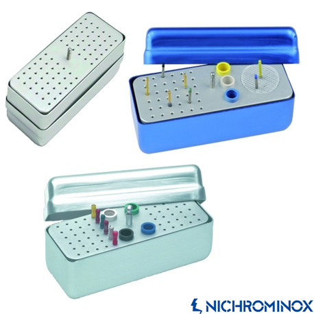 Nichrominox Mini Endo Aluminium box-60 holes for Endodontic instrument+4 Plastic cups