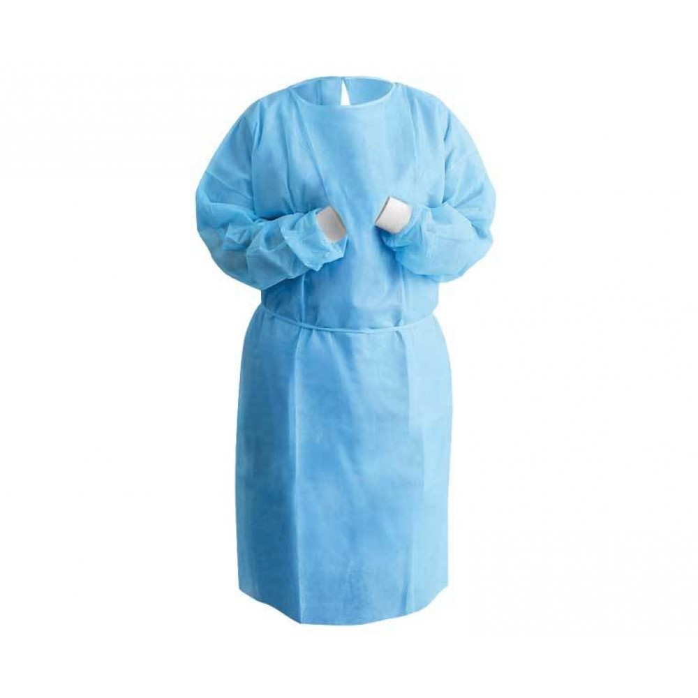 Royalguard - 30GSM Isolation Gown (Disposable) with Knitted Cuffs, Blue, 10pcs/pack